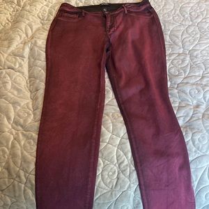 Burgundy skinny jeans. ONE OF A KIND, y2k, fun, cute, purple-pink jeans.